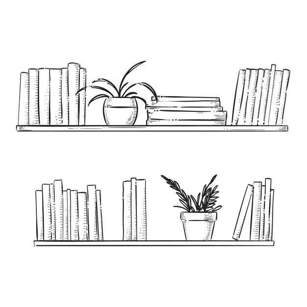 Illustration de contour d'étagère dessinée à la main