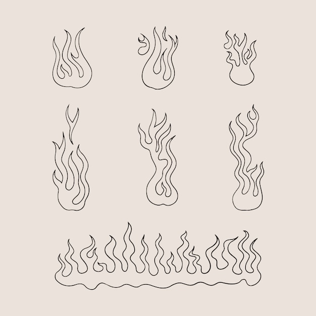 Vecteur gratuit illustration de contour de feu dessiné à la main