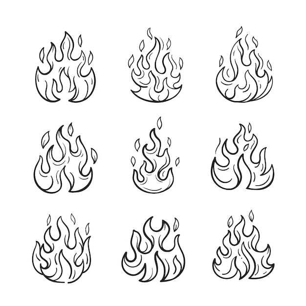 Vecteur gratuit illustration de contour de feu dessiné à la main