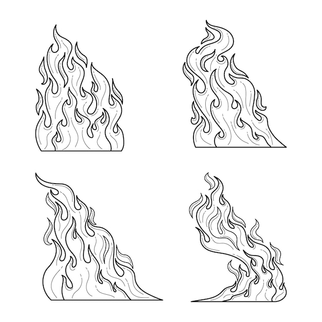 Vecteur gratuit illustration de contour de feu dessiné à la main