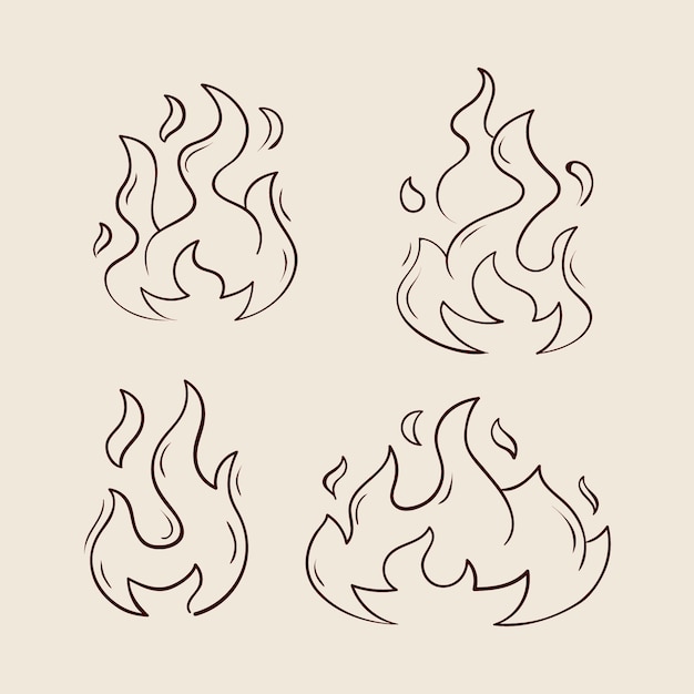 Vecteur gratuit illustration de contour de feu dessiné à la main