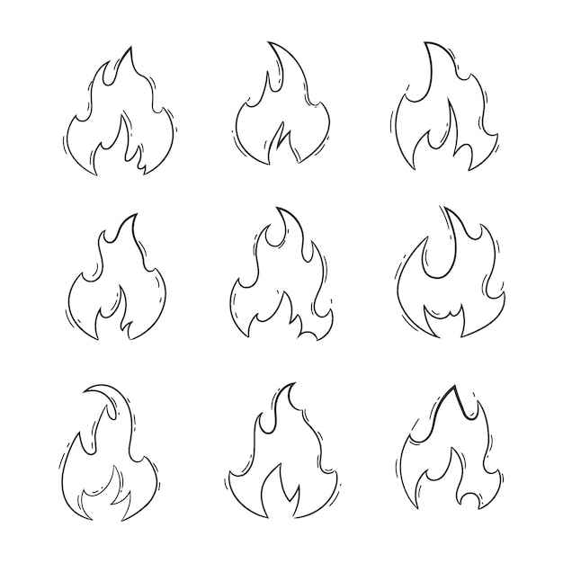 Illustration De Contour De Feu Dessiné à La Main