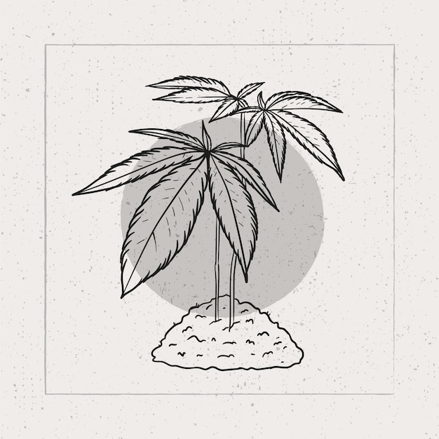 Vecteur gratuit illustration de contour de feuille de marijuana dessinée à la main