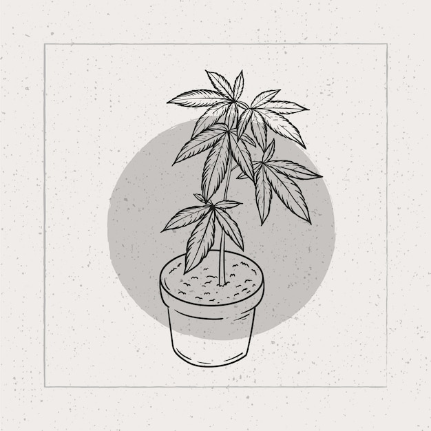 Vecteur gratuit illustration de contour de feuille de marijuana dessinée à la main