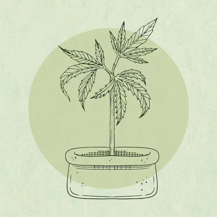 Vecteur gratuit illustration de contour de feuille de marijuana dessinée à la main