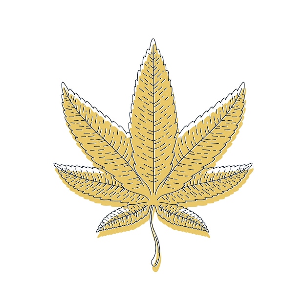 Vecteur gratuit illustration de contour de feuille de marijuana dessinée à la main