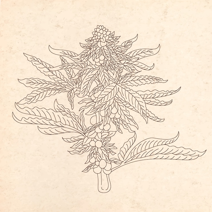 Vecteur gratuit illustration de contour de feuille de marijuana dessinée à la main