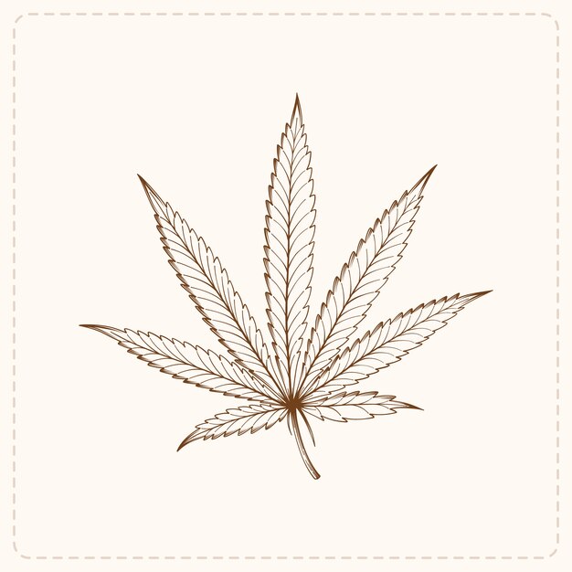 Illustration de contour de feuille de marijuana dessinée à la main