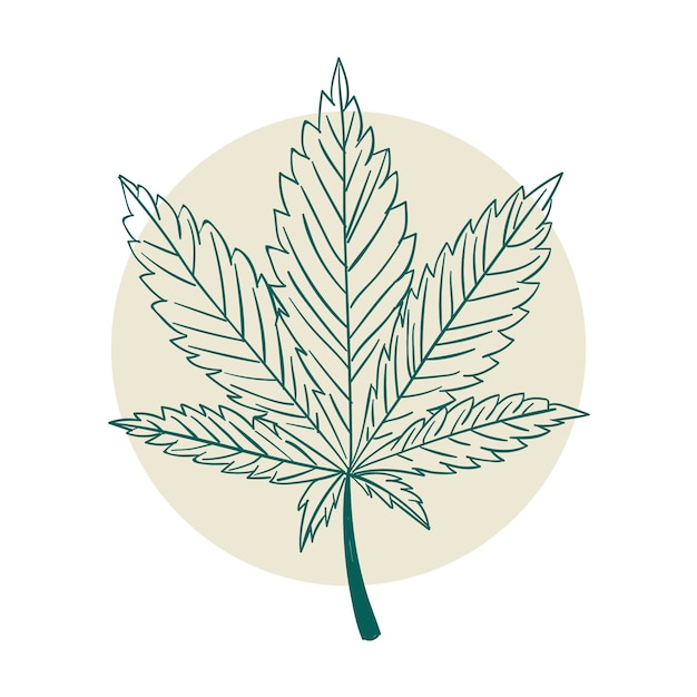 Vecteur gratuit illustration de contour de feuille de marijuana dessinée à la main