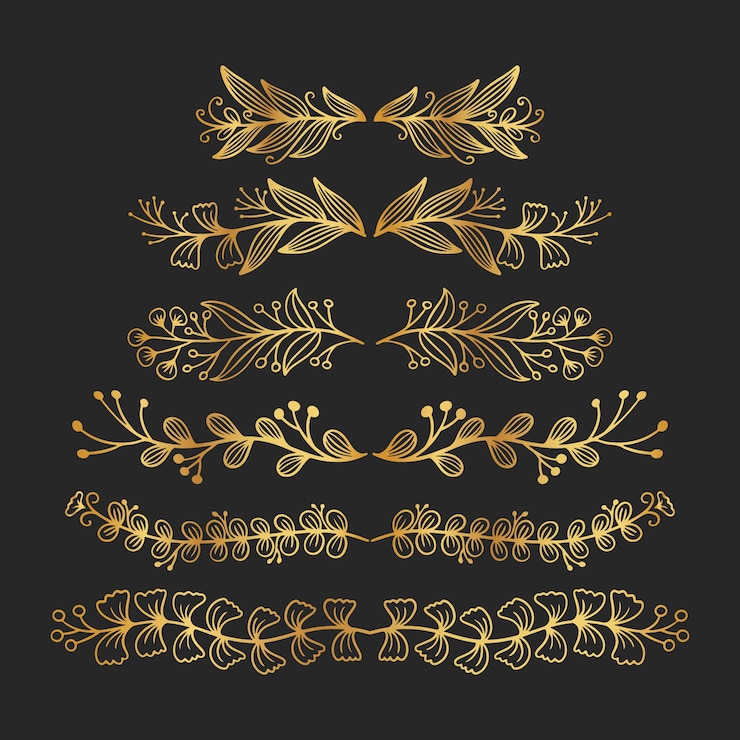 Vecteur gratuit illustration de contour de feuilles dorées dessinées à la main