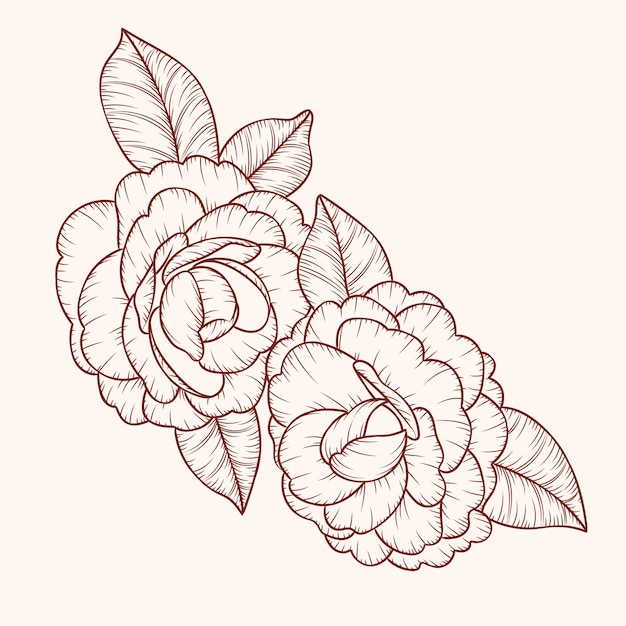 Vecteur gratuit illustration de contour de fleur simple dessiné à la main