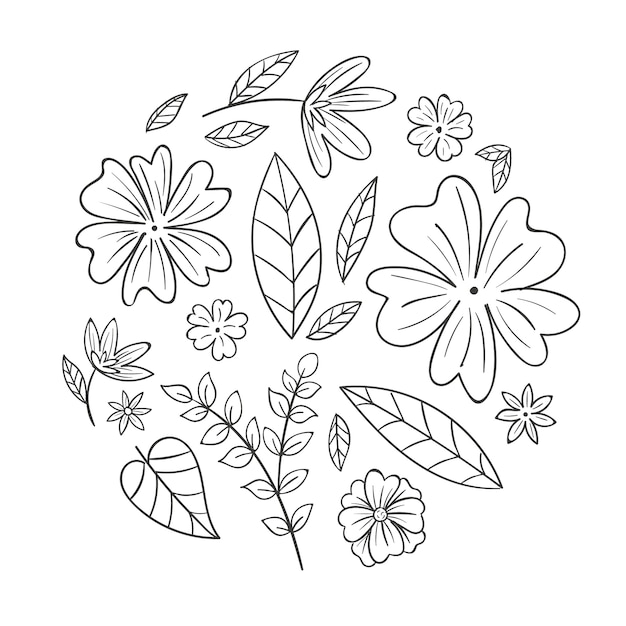 Illustration de contour de fleur simple dessiné à la main