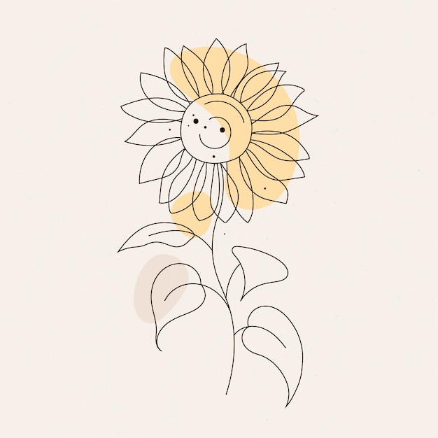 Illustration De Contour De Fleur Simple Dessiné à La Main