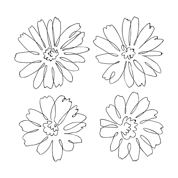 Vecteur gratuit illustration de contour de fleur simple dessiné à la main