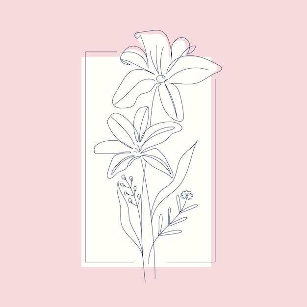 Vecteur gratuit illustration de contour de fleur simple dessiné à la main