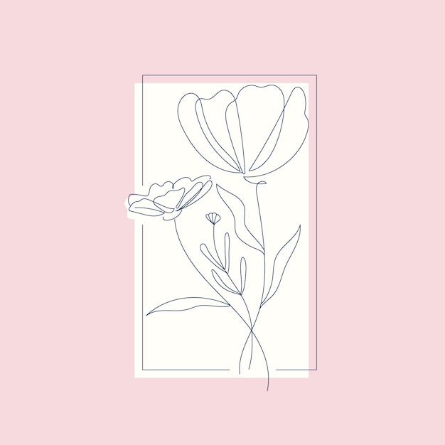 Illustration de contour de fleur simple dessiné à la main