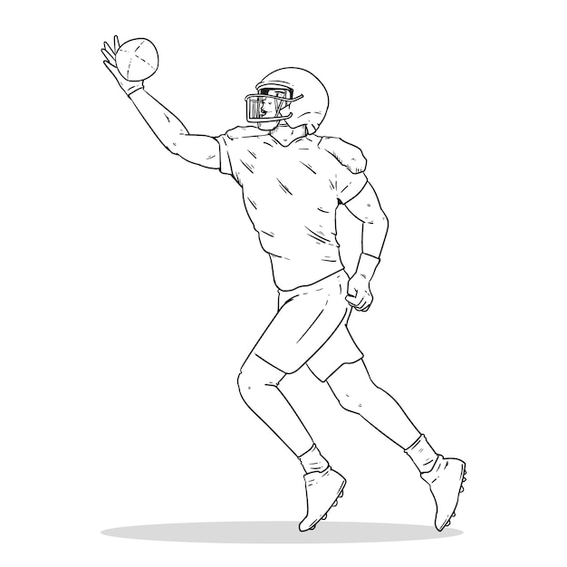 Vecteur gratuit illustration de contour de football américain dessiné à la main