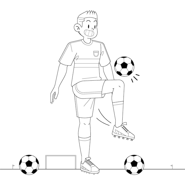 Vecteur gratuit illustration de contour de football dessiné à la main