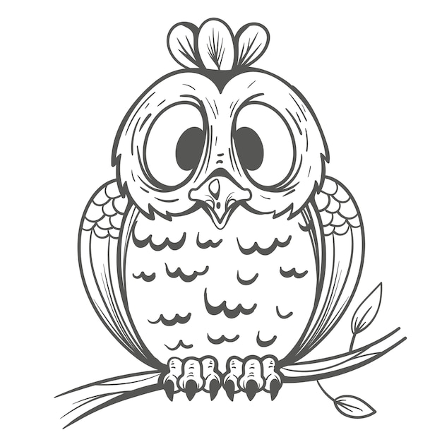 Vecteur gratuit illustration de contour de hibou dessiné à la main