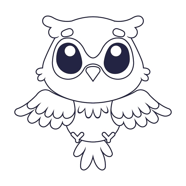 Illustration De Contour De Hibou Dessiné à La Main