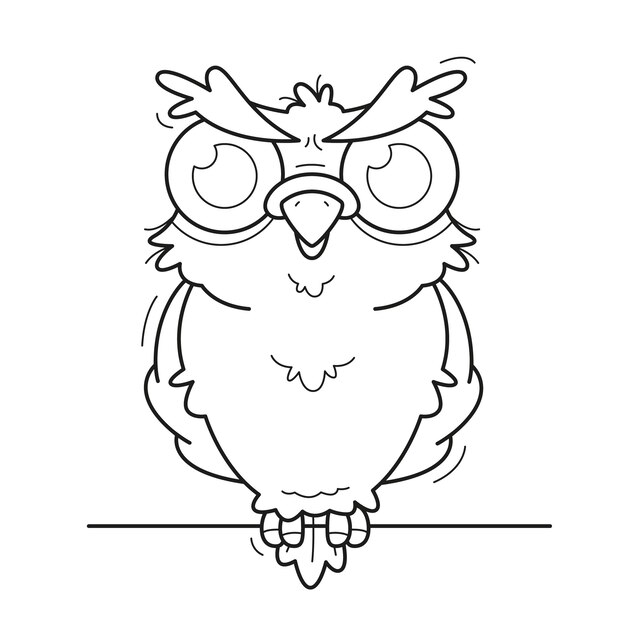 Illustration de contour de hibou dessiné à la main