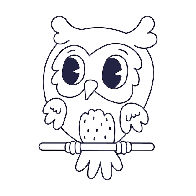 Illustration de contour de hibou dessinée à la main