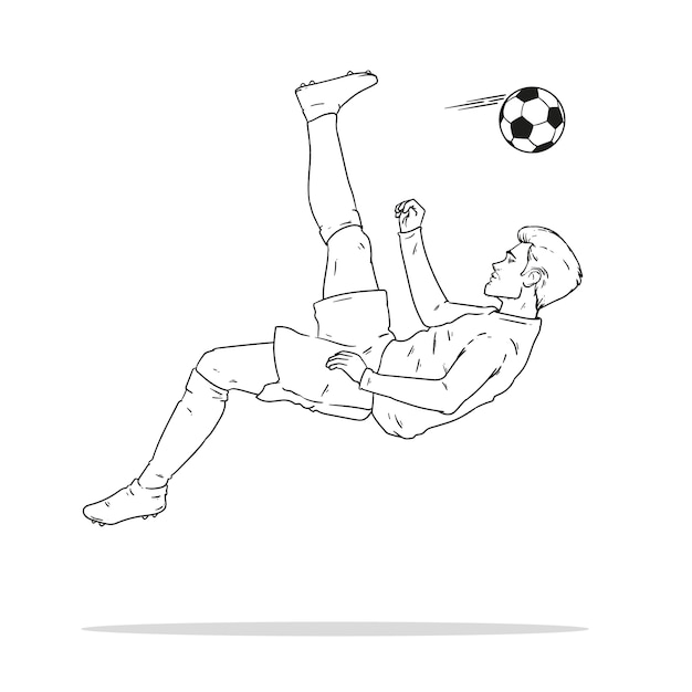 Vecteur gratuit illustration de contour de joueur de football dessiné à la main