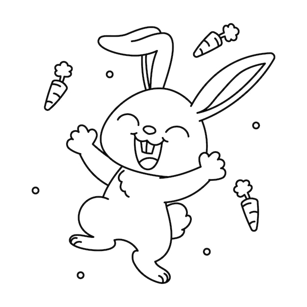 Illustration de contour de lapin dessiné à la main