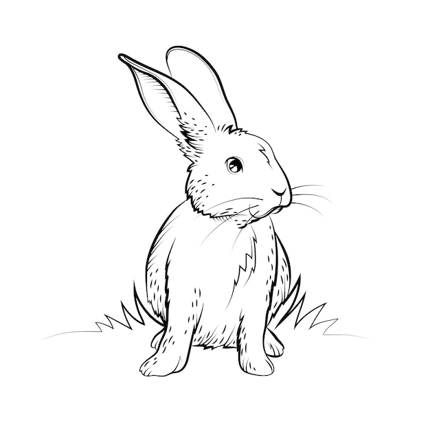 Illustration de contour de lapin dessiné à la main