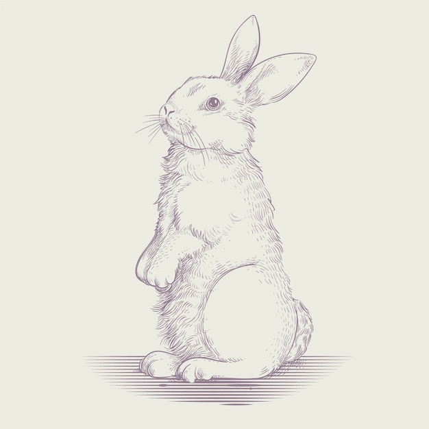 Illustration De Contour De Lapin Dessiné à La Main