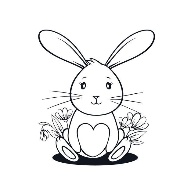 Illustration de contour de lapin dessiné à la main