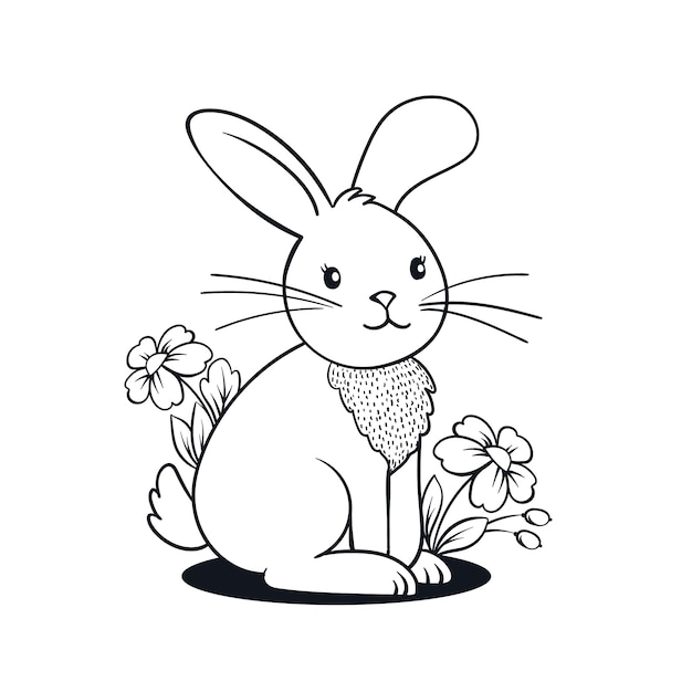 Illustration De Contour De Lapin Dessiné à La Main