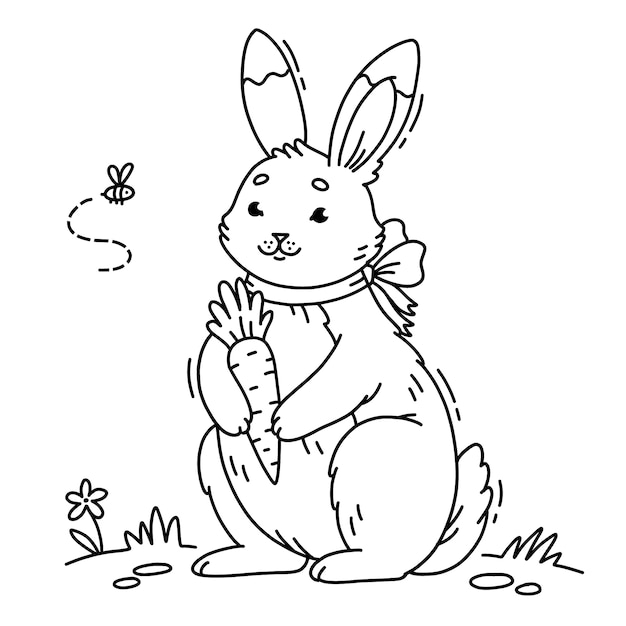 Illustration De Contour De Lapin Dessiné à La Main