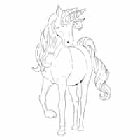 Vecteur gratuit illustration de contour de licorne dessiné à la main