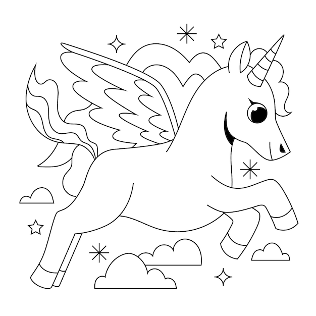 Illustration De Contour De Licorne Dessiné à La Main