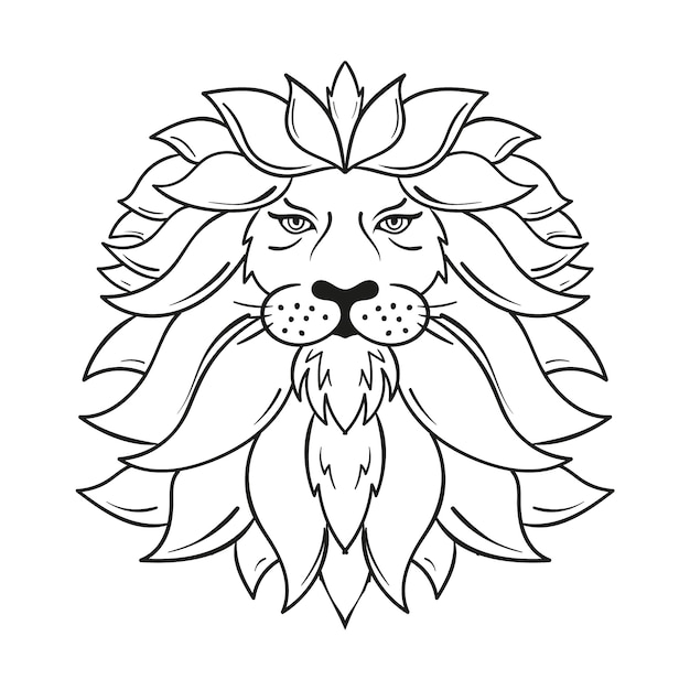 Vecteur gratuit illustration de contour de lion dessiné à la main