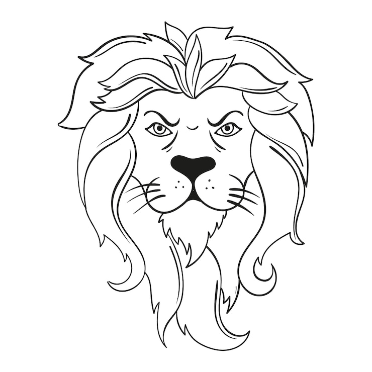Vecteur gratuit illustration de contour de lion dessiné à la main