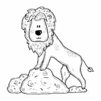 Vecteur gratuit illustration de contour de lion dessiné à la main