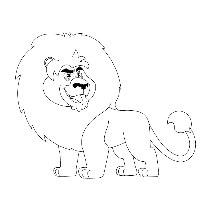 Vecteur gratuit illustration de contour de lion dessiné à la main