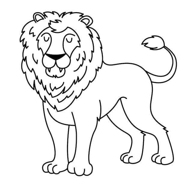 Illustration de contour de lion dessiné à la main