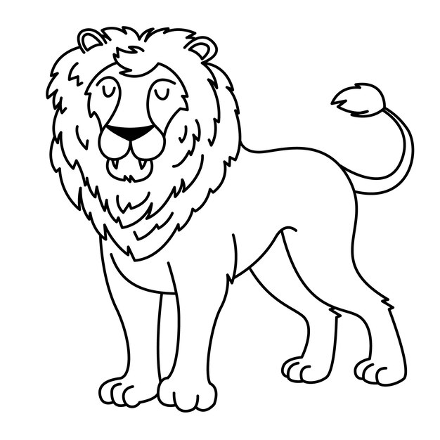 Illustration de contour de lion dessiné à la main