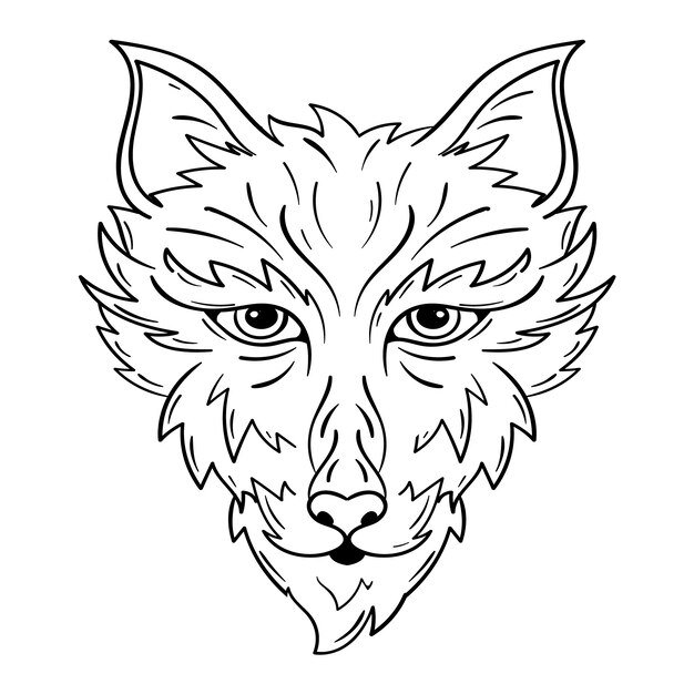 Illustration de contour de loup dessiné à la main
