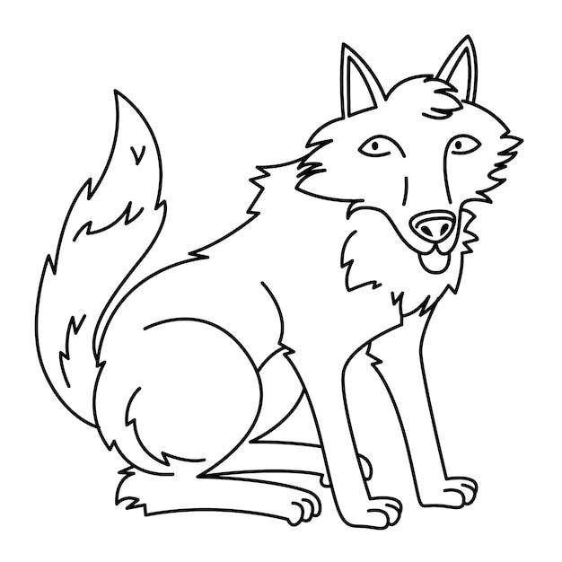 Vecteur gratuit illustration de contour de loup dessiné à la main