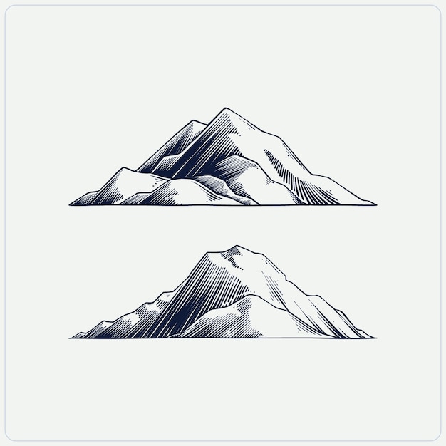 Illustration De Contour De Montagne Design Plat