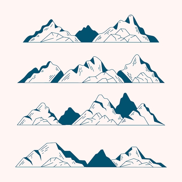 Illustration De Contour De Montagne Design Plat