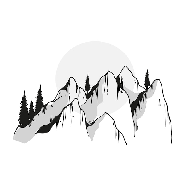 Vecteur gratuit illustration de contour de montagne dessiné à la main