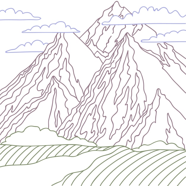 Illustration De Contour De Montagne Dessiné à La Main