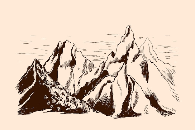 Vecteur gratuit illustration de contour de montagne dessiné à la main