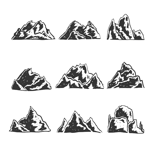 Illustration De Contour De Montagne Dessiné à La Main