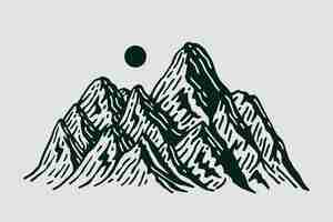 Vecteur gratuit illustration de contour de montagne dessiné à la main